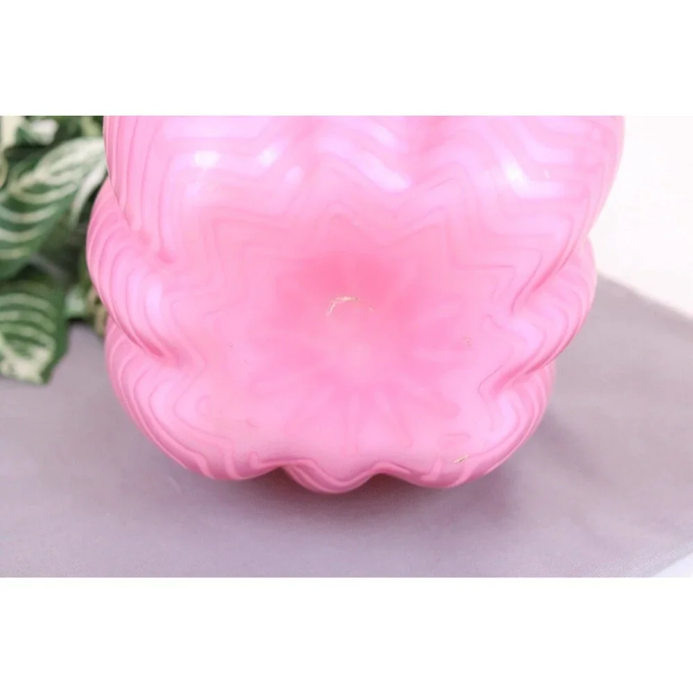 Mt Washington Pink Mother of Pearl Satin Glass Herringbone Pitcher 7.5 READ
